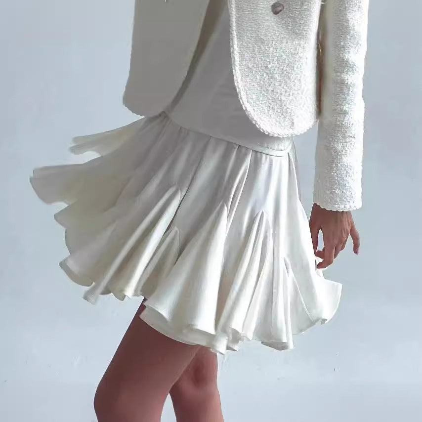 Falda con volantes de color liso a la moda de verano para mujer