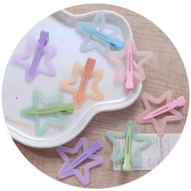 Pinza para el pelo de estrella de cinco puntas de color liso para mujer, estilo dulce y de aleación.