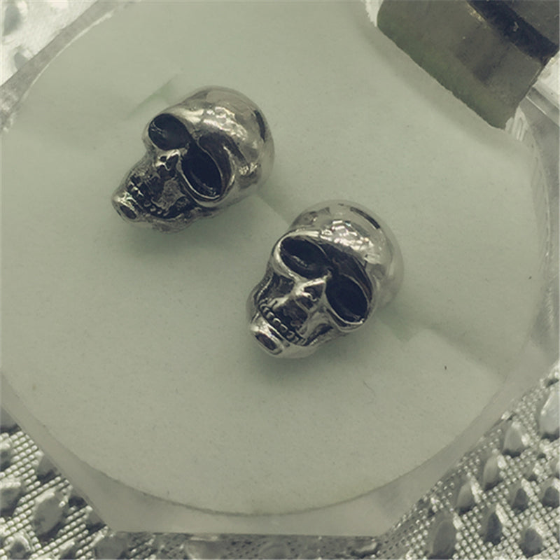 Pendientes de calavera de plata retro de moda para hombre y mujer