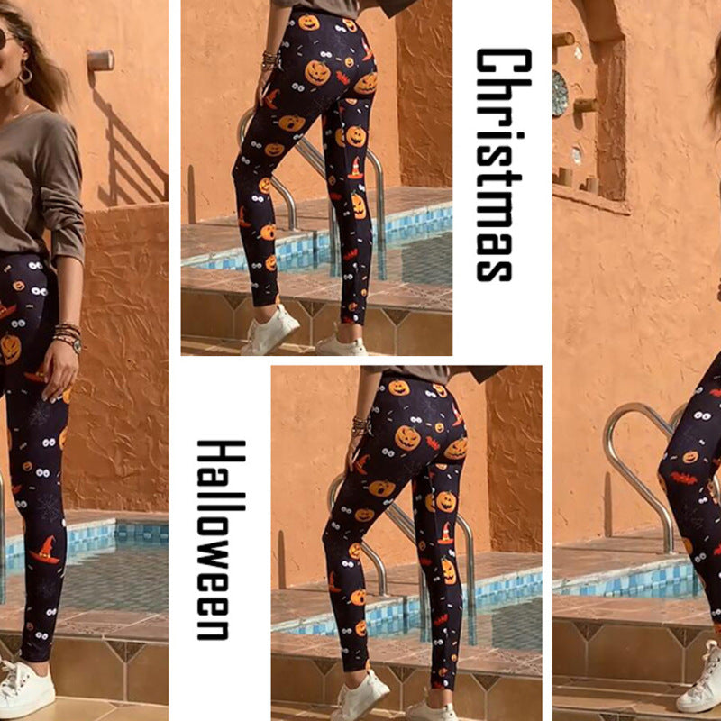 Leggings imprimés citrouilles d'Halloween pour femmes