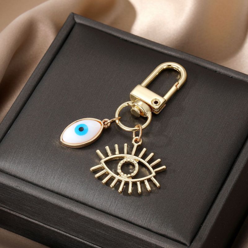 Women Fashion White Shell Devil Eye Key Chain