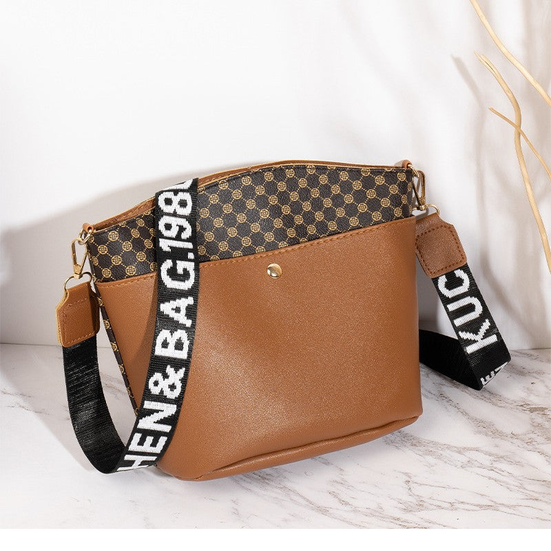 Women Casual Bucket Shoulder Bag in PU Material