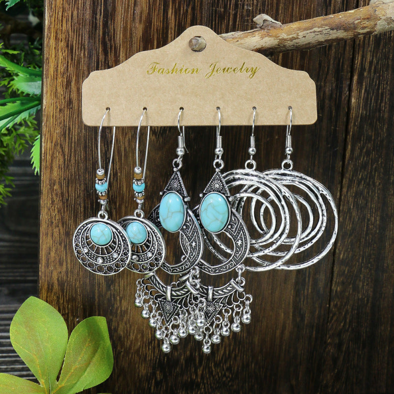 Conjunto de pendientes con borlas creativas retro de estilo étnico bohemio
