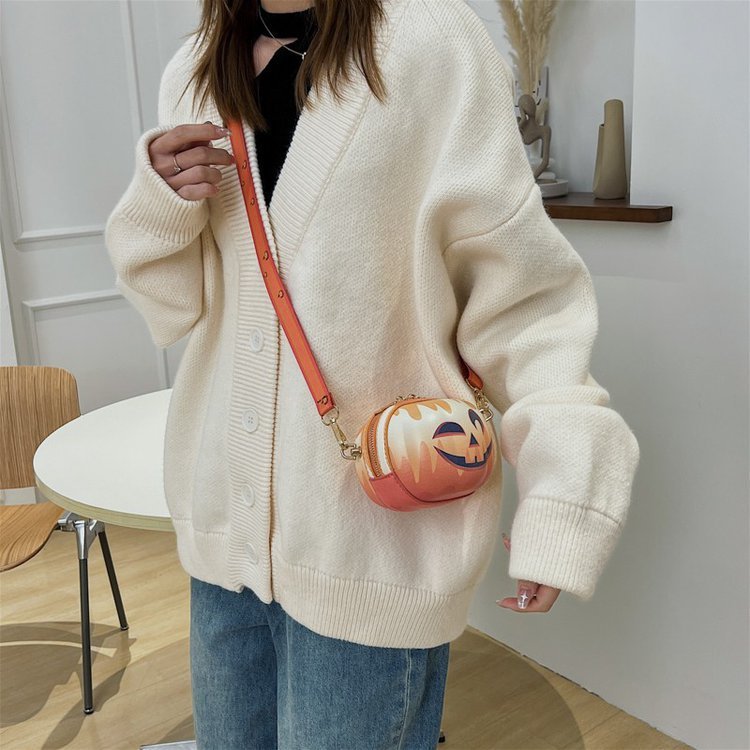 Bolso bandolera creativo de calabaza con dibujos animados de Halloween para mujer