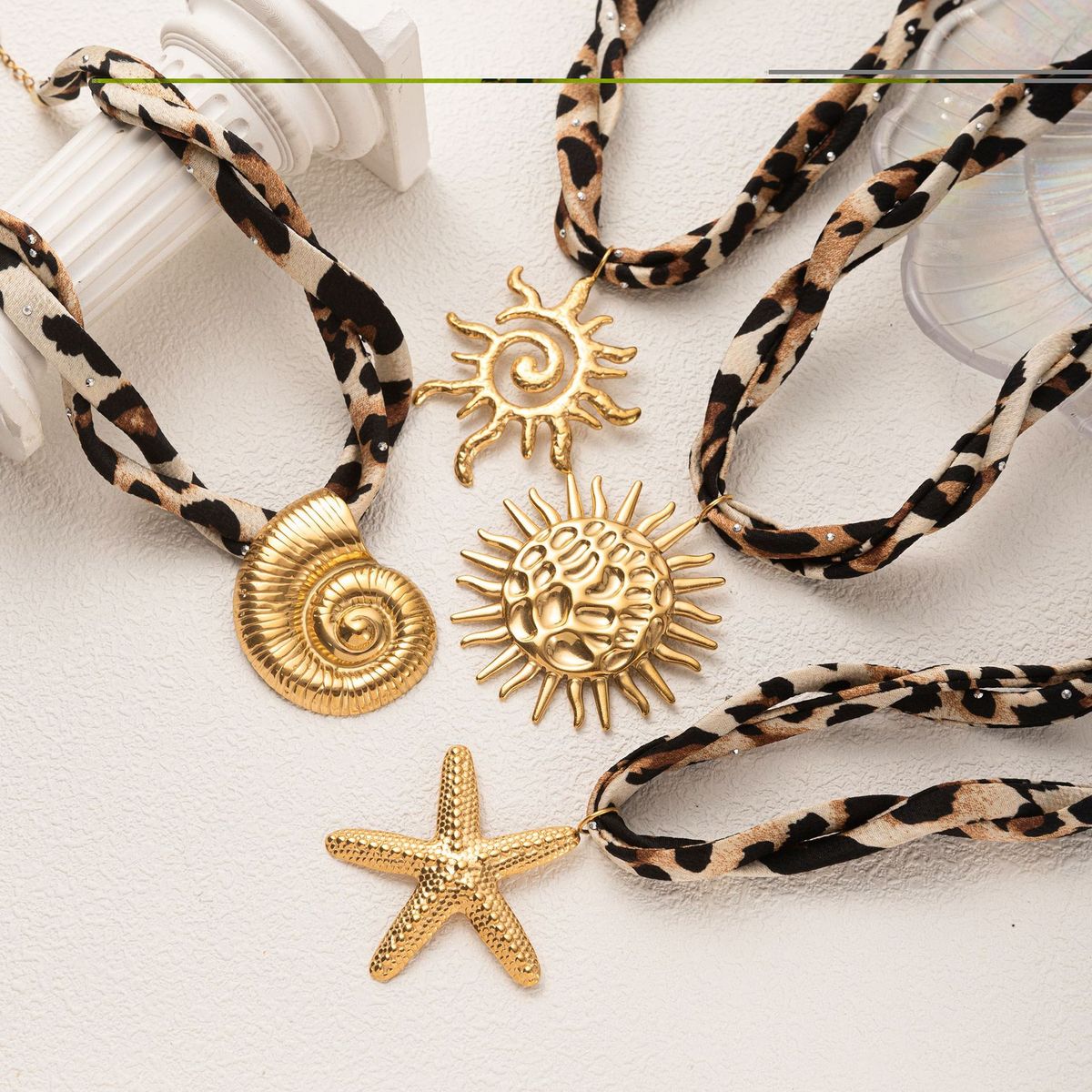 Women Fashion Leopard Starfish Pendant Sea Necklace