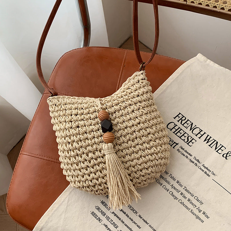 Bolso de hombro tejido informal bohemio