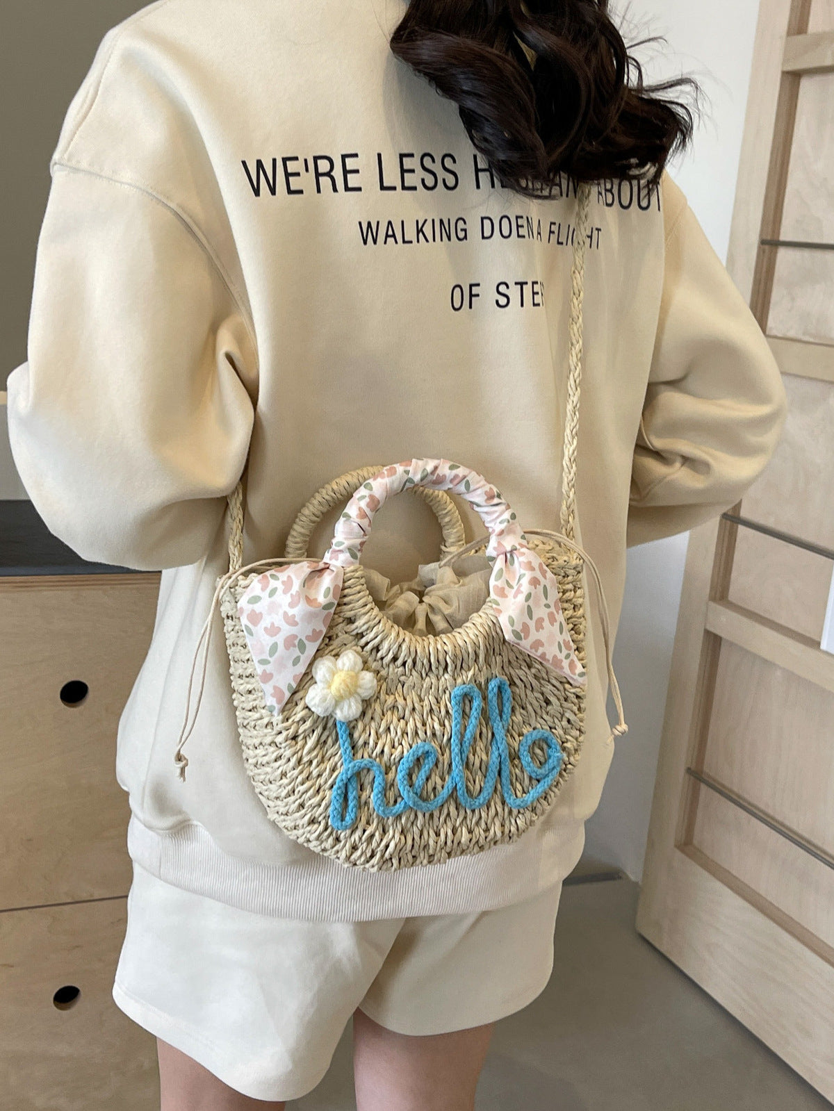 Women Fashion Casual Vacation Straw Woven Beach Handbag
