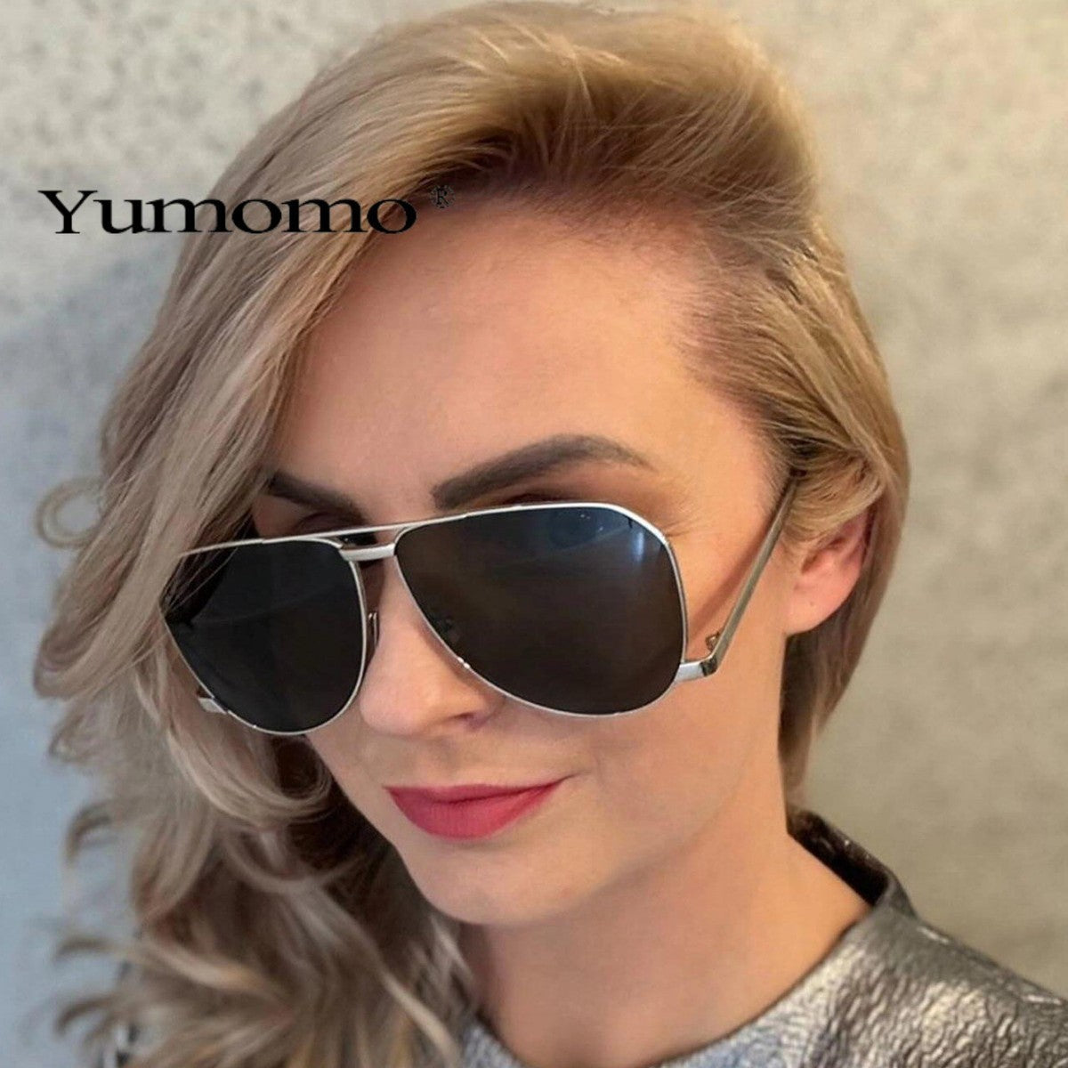 Gafas de sol con montura irregular y doble haz para mujer