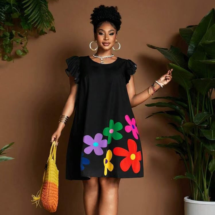 Women Fashion Casual Floral Printed Dress