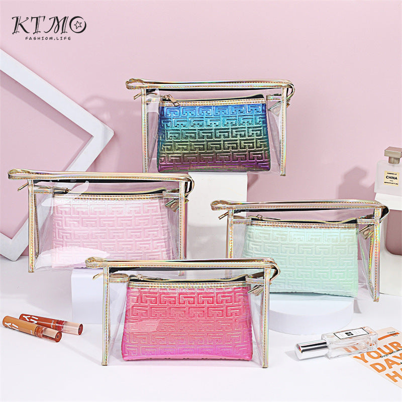 Bolsa de cosméticos de PU impermeable de gran capacidad