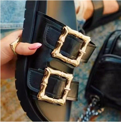 Plus Size Women's Fashionable Solid Color Platform Slippers