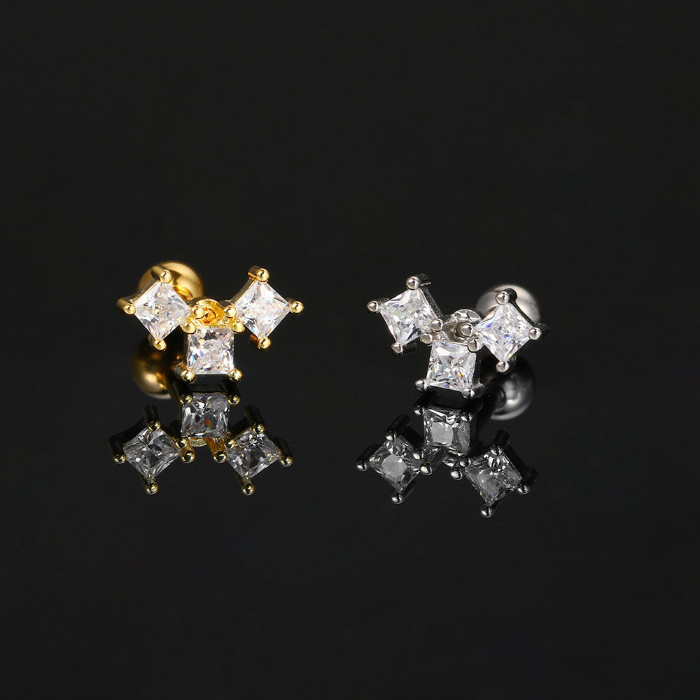 Zircon Butterfly Heart-Shaped Titanium Steel Earring