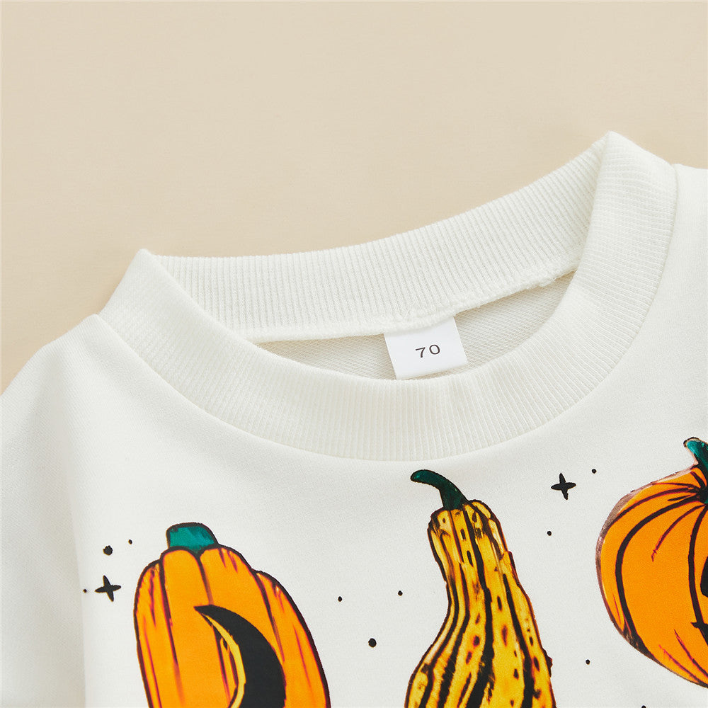 Pelele de algodón con estampado de calabaza de manga larga para bebé