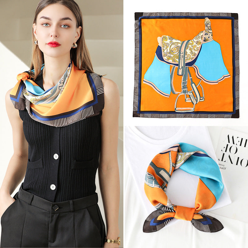 Bufanda cuadrada con estampado de doble cara de moda de verano para mujer
