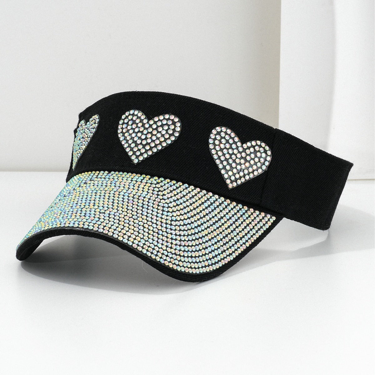 Gorra de béisbol para pareja con diamantes de imitación en forma de corazón