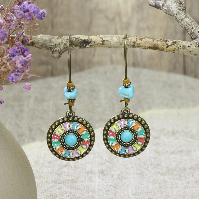 Boucles d'oreilles à pompons créatives de style ethnique bohème rétro