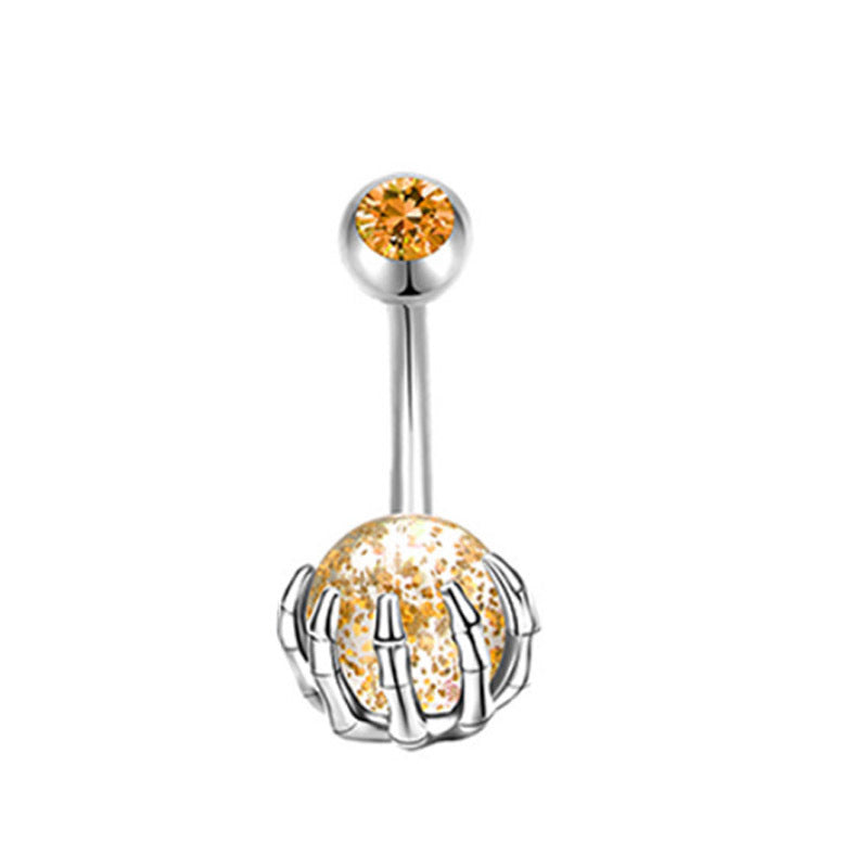 Piercing de nombril turquoise en forme de tête de mort pour femme