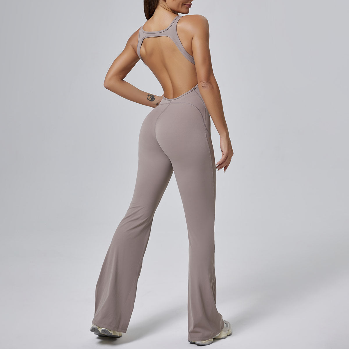 Women Fashion Casual Solid Color Backless Jumpsuits
