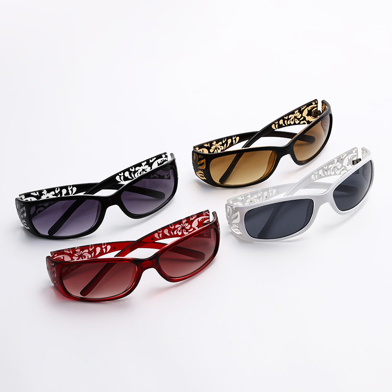 Gafas de sol con montura hueca y degradado para mujer, estilo retro, ovaladas, para PC.