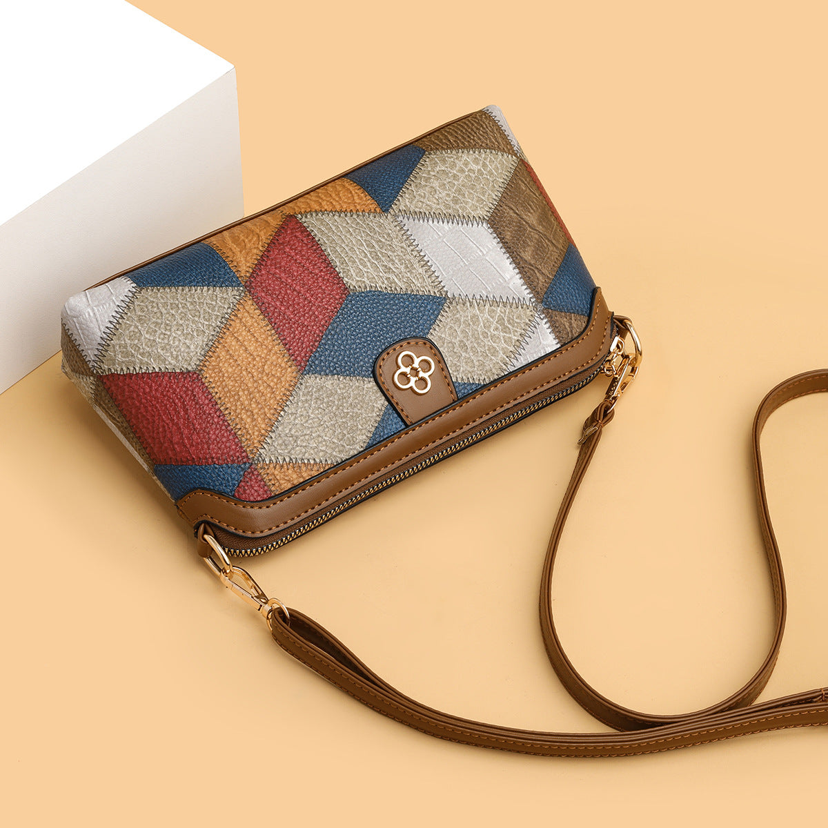 Bolso de bloque de color estilo bohemio de moda para mujer