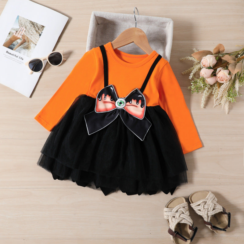 Vestido de manga larga para Halloween para niñas y bebés