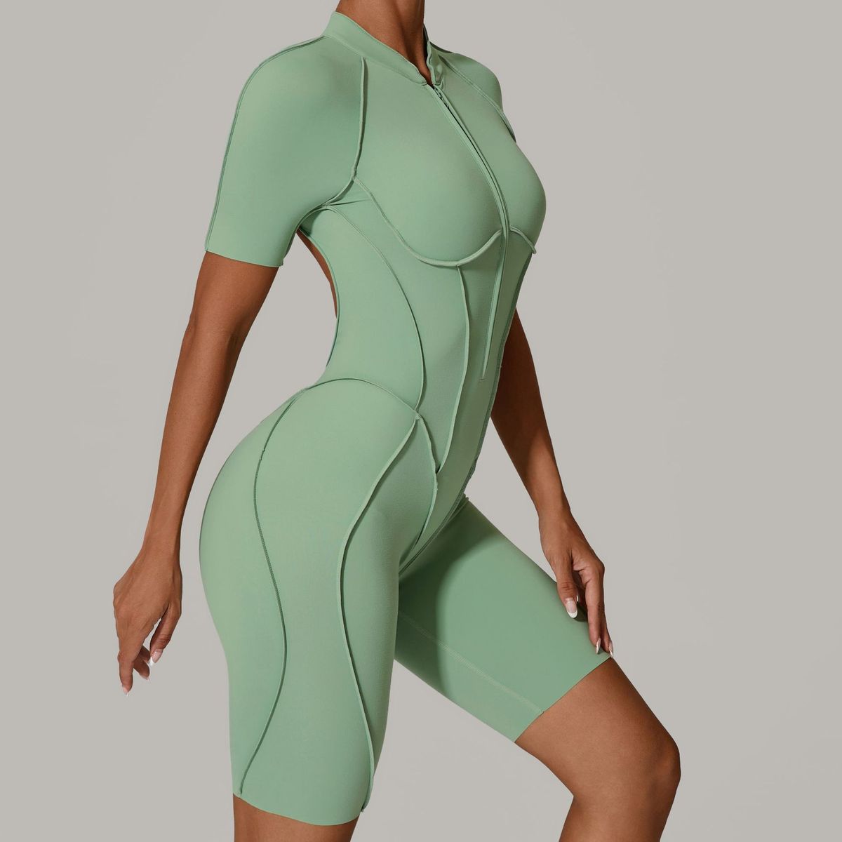 Summer Zipper Short-Sleeved Yoga Rompers