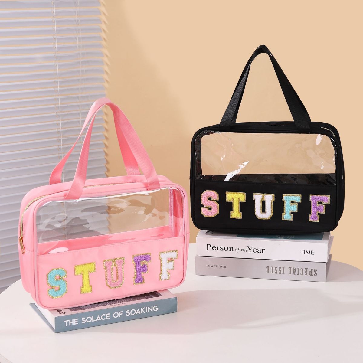 Fashion Transparent PVC Letters Portable Cosmetic Bag