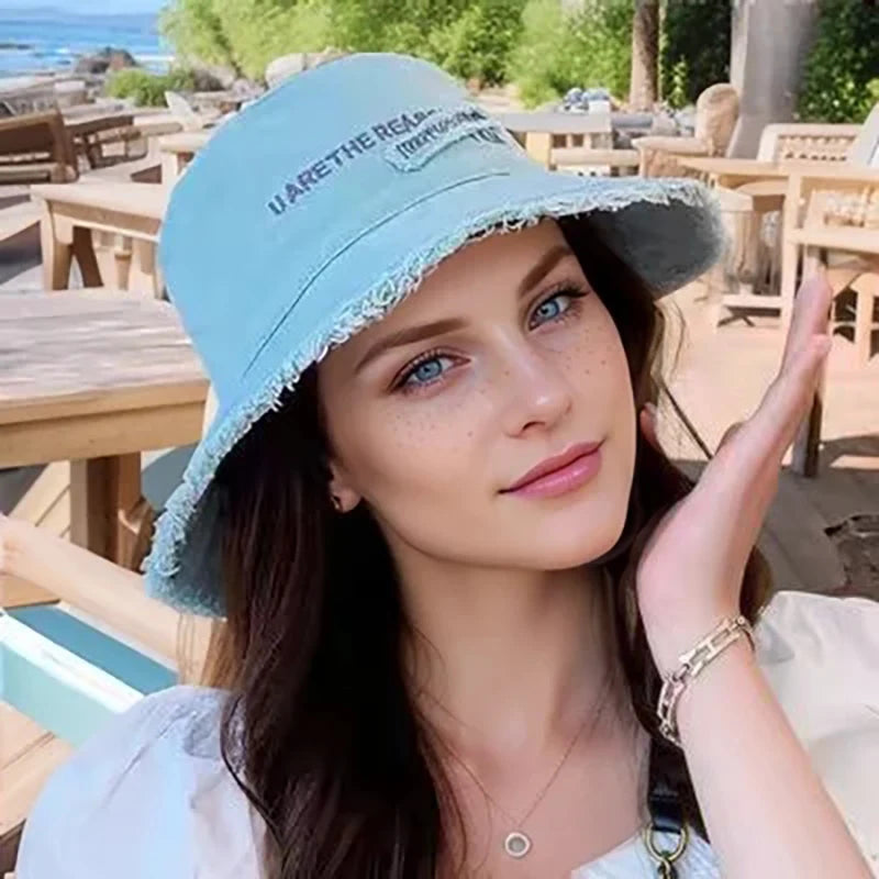 Women Fashion Casual Letter Embroidered Sun Hat - Retro Style