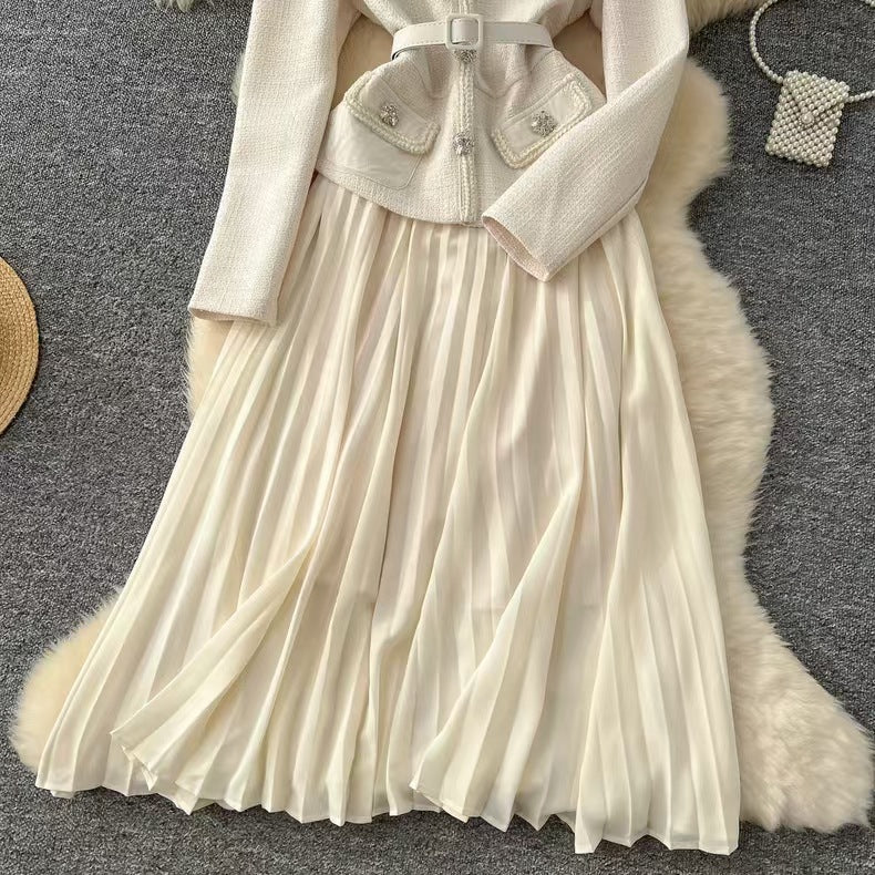 Women Fashion Elegant Stitching Square Neck Long-Sleeve Dress