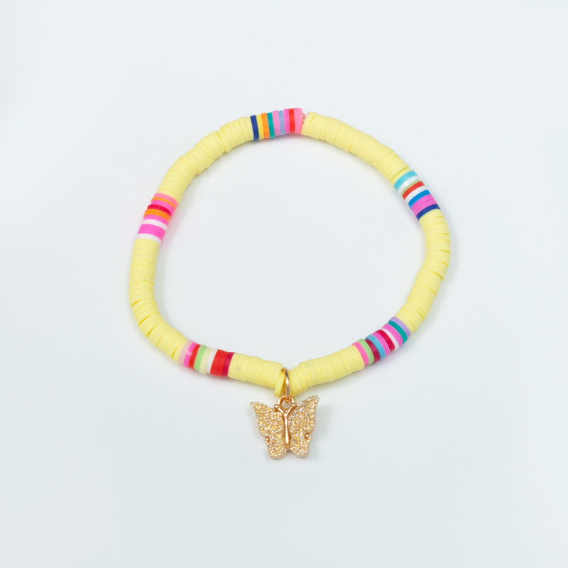 Bohemian Multicolor Butterfly Polymer Clay Bracelet