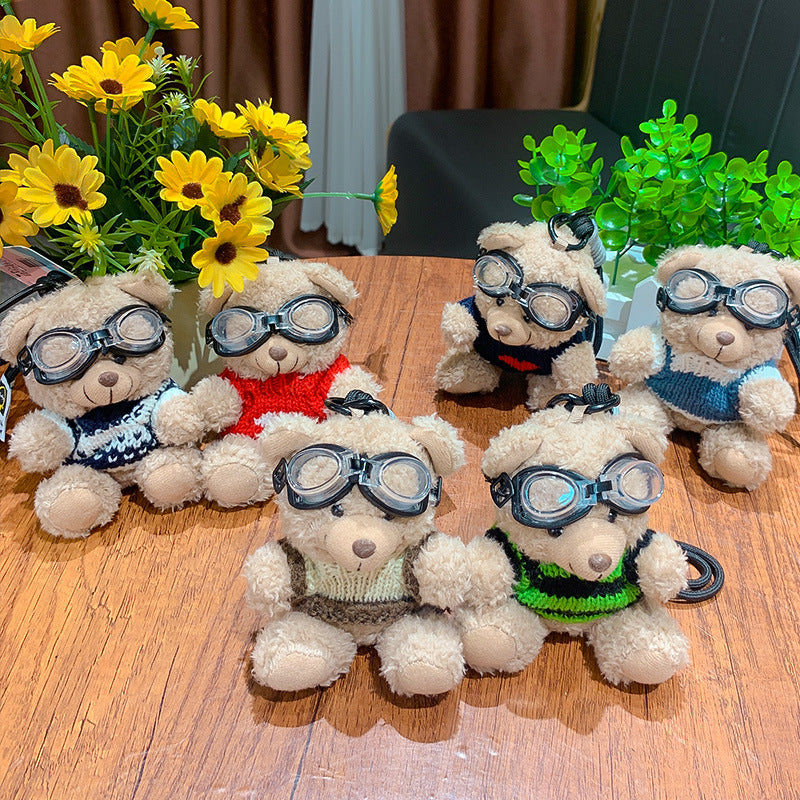 Cartoon Plush Bear Keychain with Colorful Sweater Styles