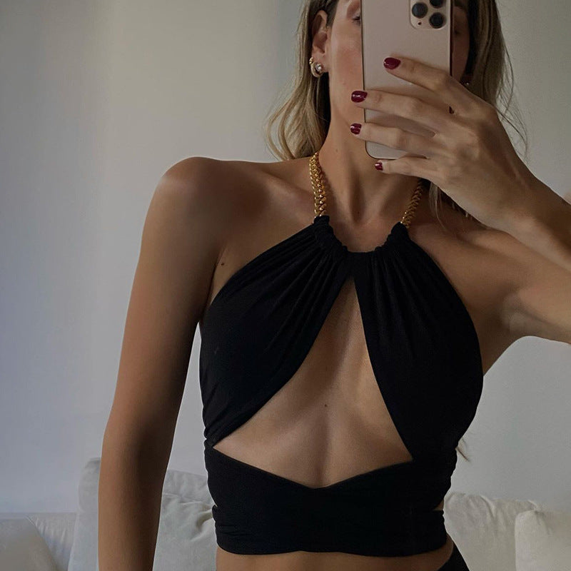 Top corto sexy con tirantes para mujer