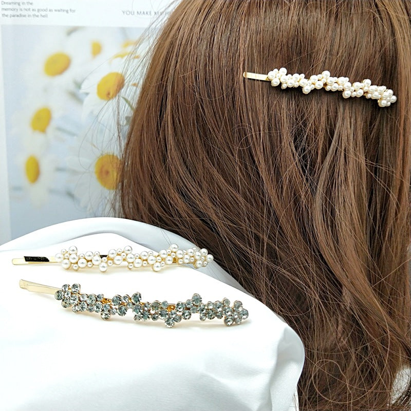 Fashion Pearl Rhinestone Clip Alloy Women Hairpin