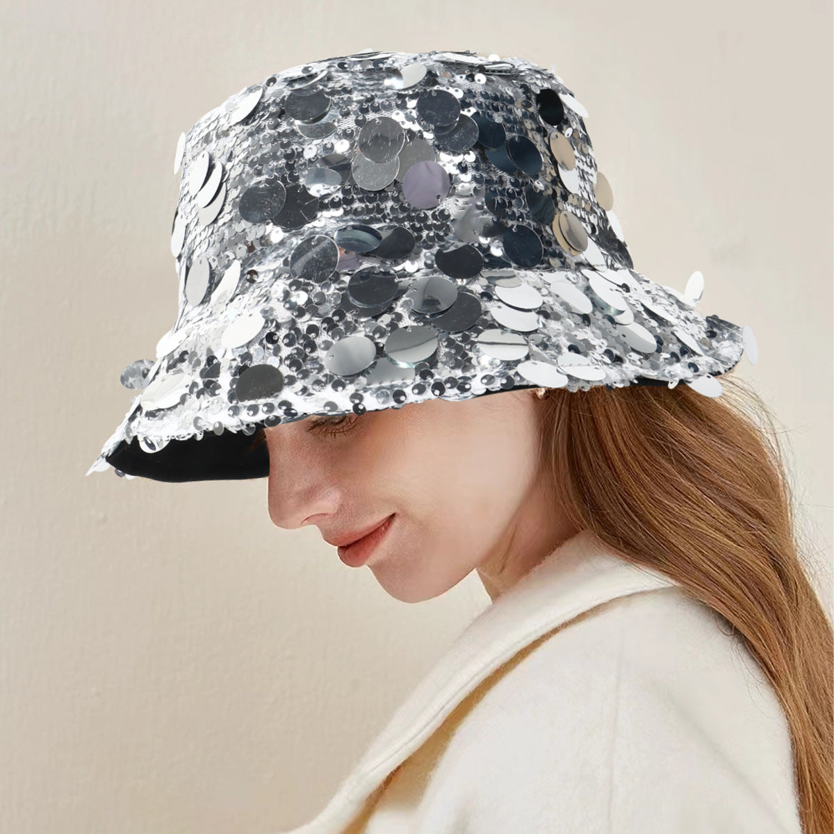 Sombreros de pescador plegables con lentejuelas simples a la moda para mujer