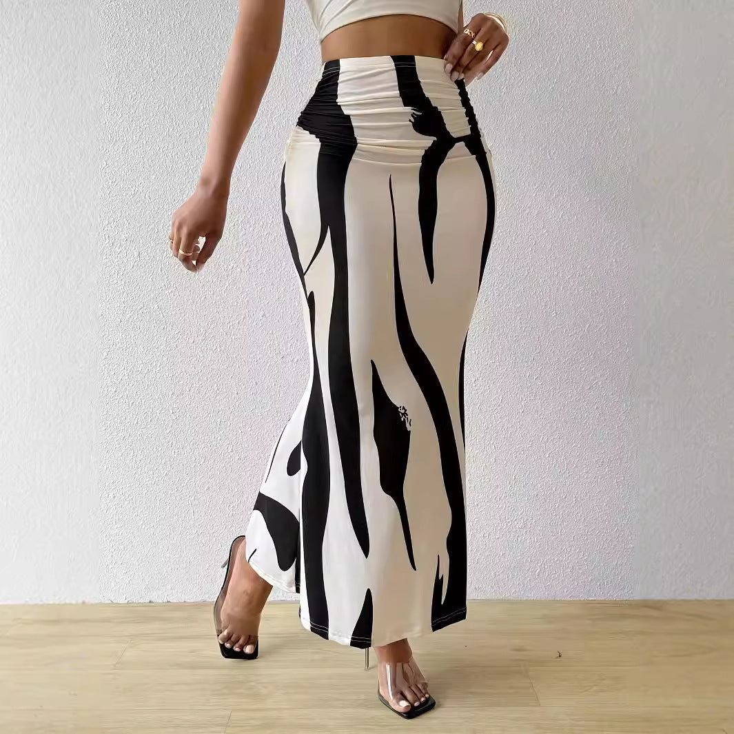 Falda de cintura alta ajustada con estampado sexy a la moda para mujer