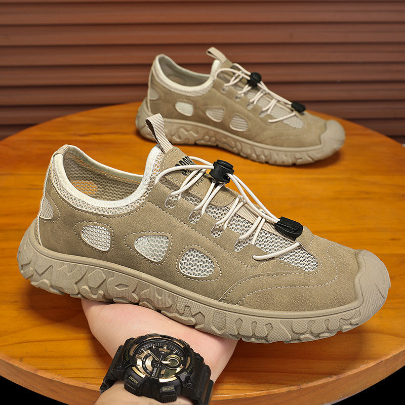 Sandales plates à enfiler pour homme - Polyvalentes, doublure en maille, semelle en PVC