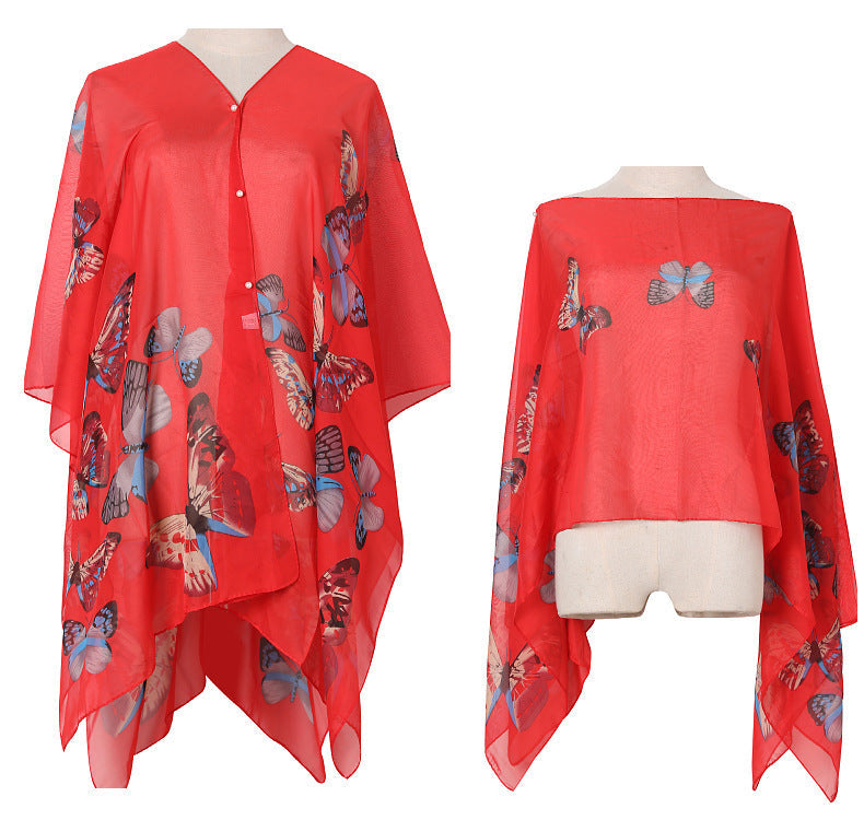 Chal de verano con estampado de mariposas para mujer