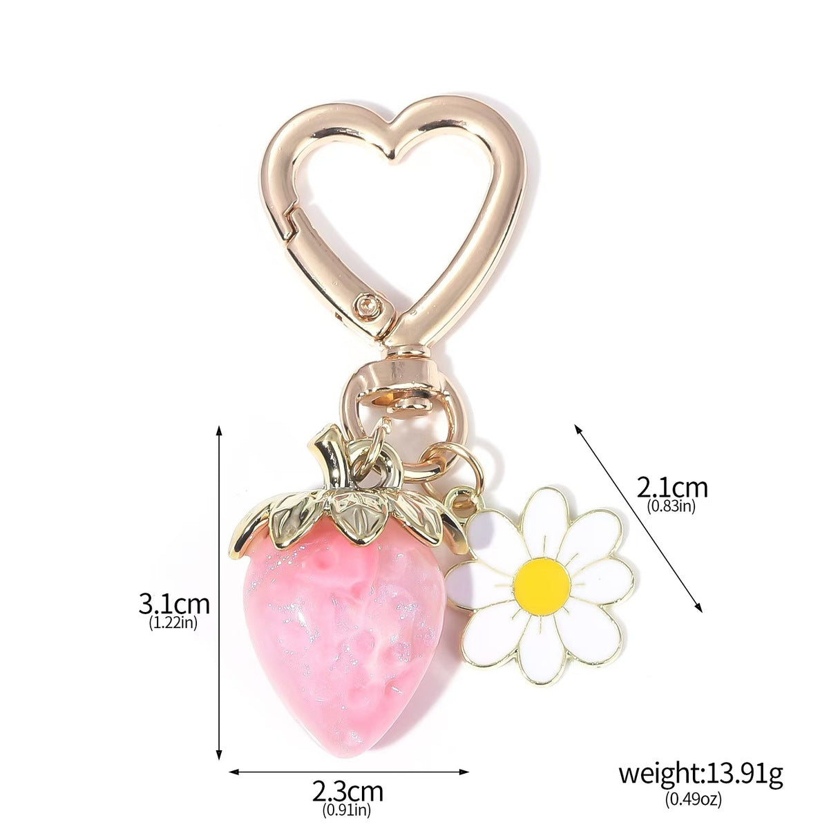 Cute Strawberry Heart-Shaped Key Chain Pendant