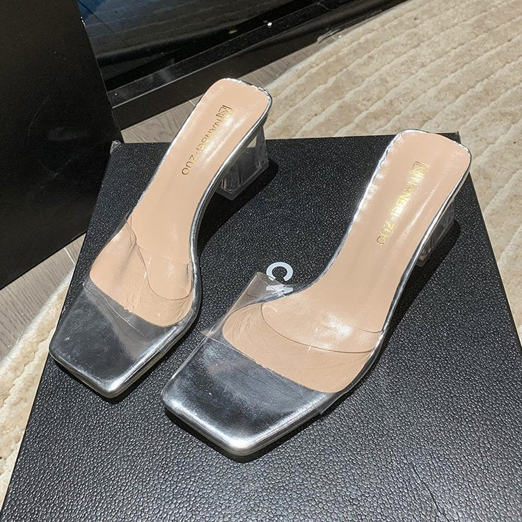 Vêtements d'été à talons hauts transparents et cristal