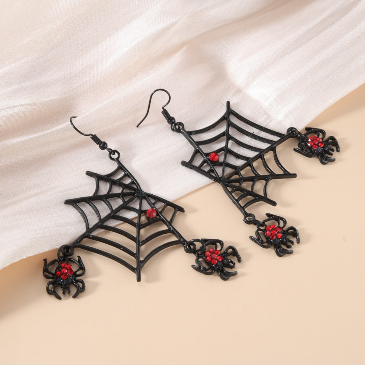 Pendientes punk personalizados con telaraña exagerada de Halloween