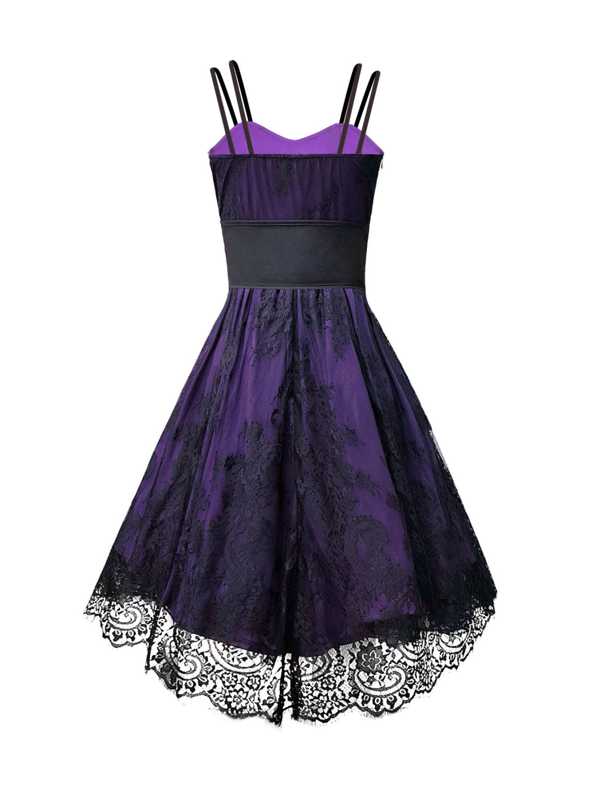 Robe à bretelles en dentelle style gothique pour femme