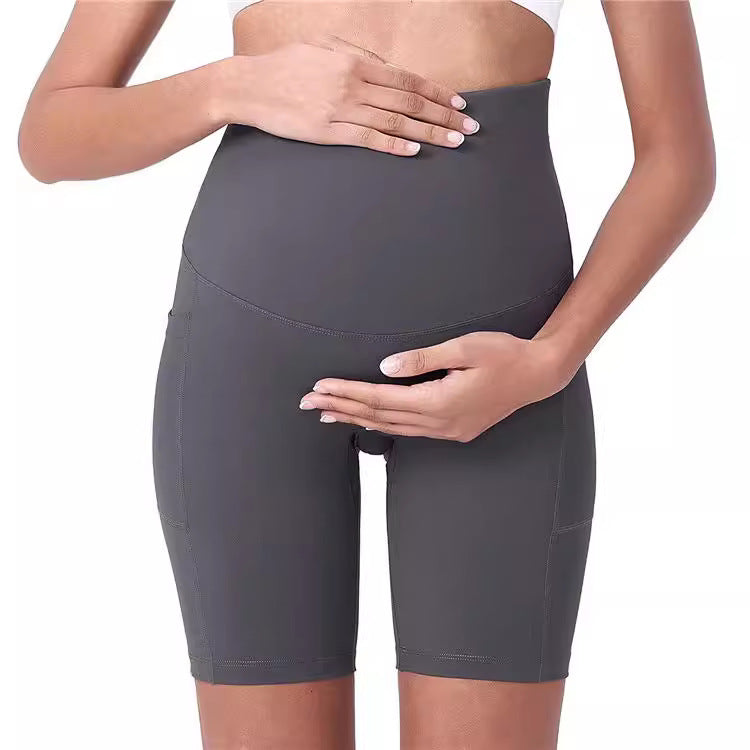 Short de yoga décontracté de couleur unie pour femmes enceintes