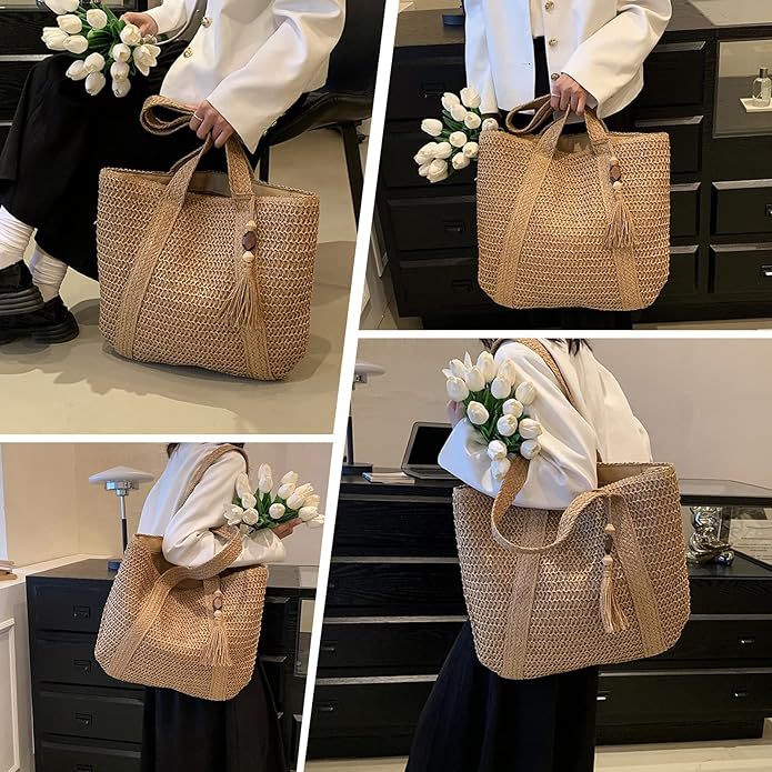 Summer Women Leisure Beach Woven Tote Bag