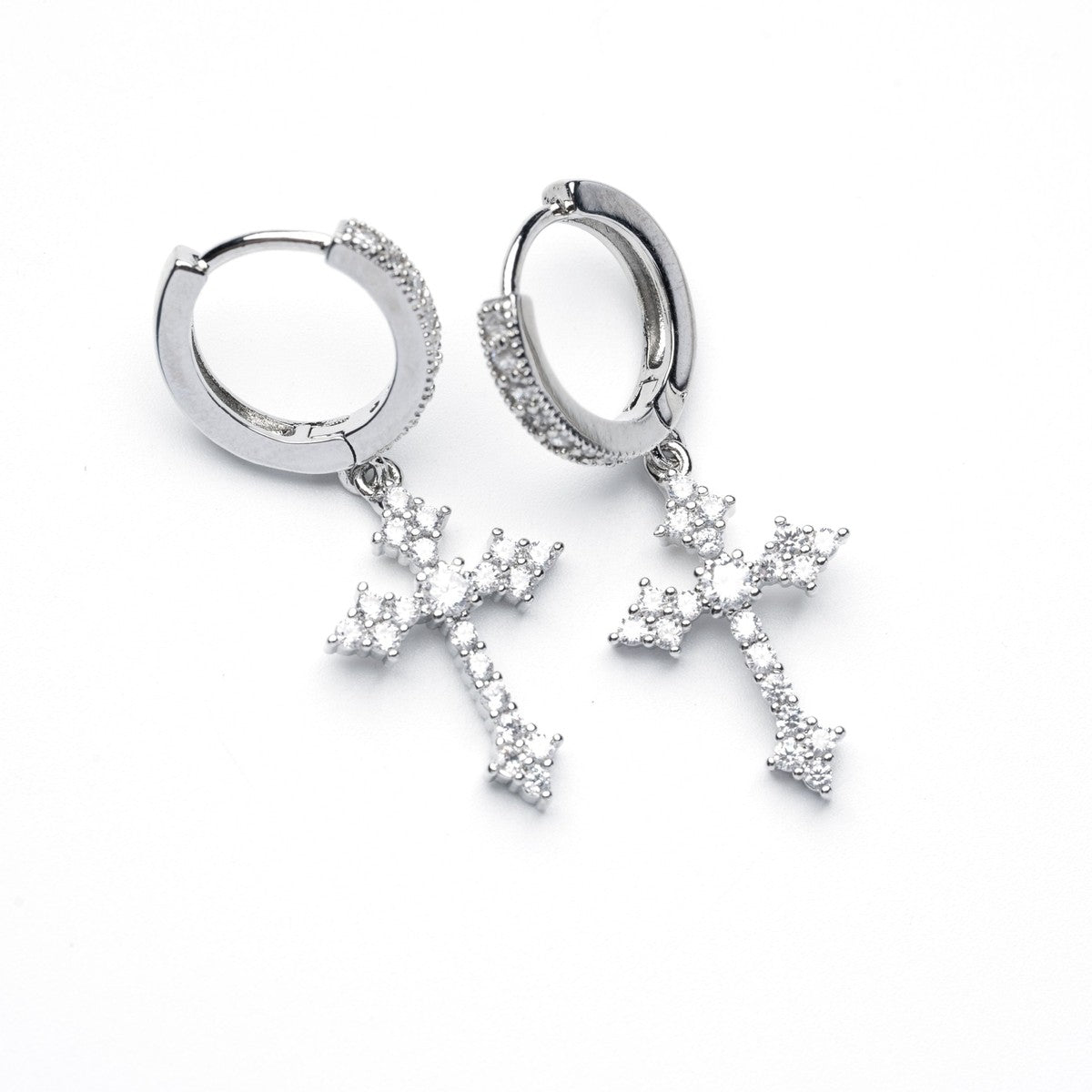 Boucles d'oreilles croix en zircon pour homme