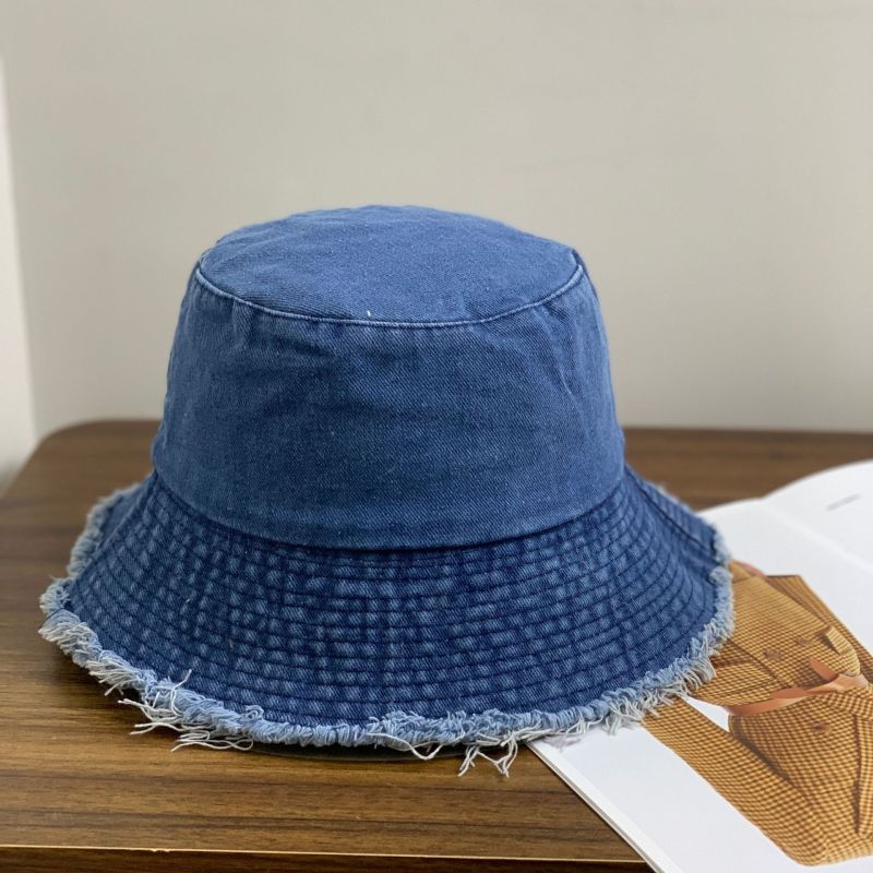 Sombrero de pescador de mezclilla personalizado con dobladillo sin rematar y protector solar de moda