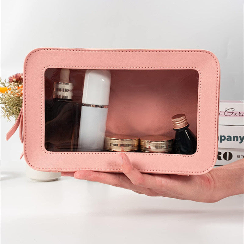 Bolsa de cosméticos de PVC transparente, sencilla y moderna para mujer