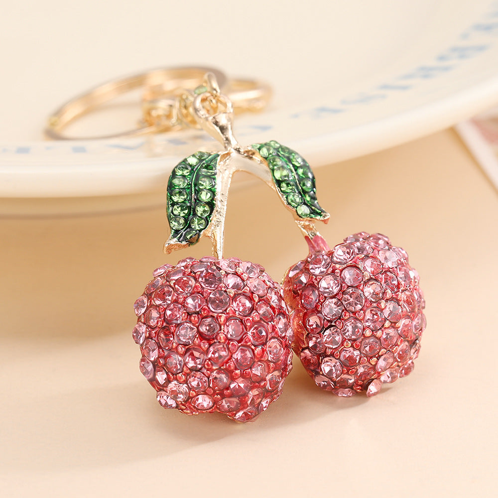 Creative Rhinestone Cherry Fruit Key Chain