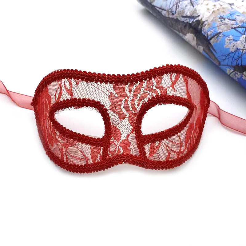 Masque d'Halloween demi-visage en dentelle à tête plate pour femme