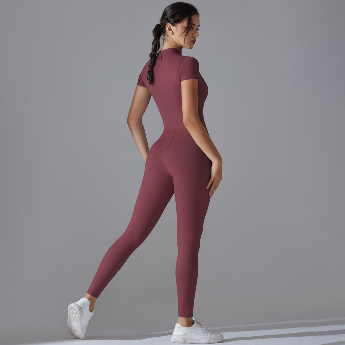 Breathable Women Fashion Casual Zipper Yoga Jumpsuit