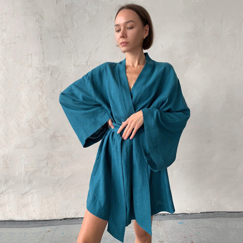 Autumn Women Fashion Cotton And Linen Pajamas